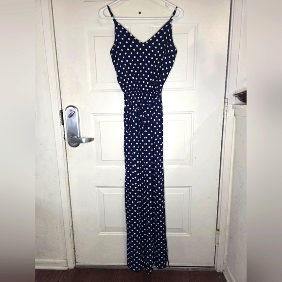 One‎ Clothing Los Angeles Navy And White Polk A Dot Jumpsuit Size Small - Picture 1 of 5